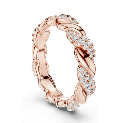 0.658 CT Lab Diamond Twisted Band Ring for Women | VVS-VS EF Clarity | 18KT, 14KT, 10KT Gold & 925 Silver | Rose, Yellow, White Gold & Moissanite Options