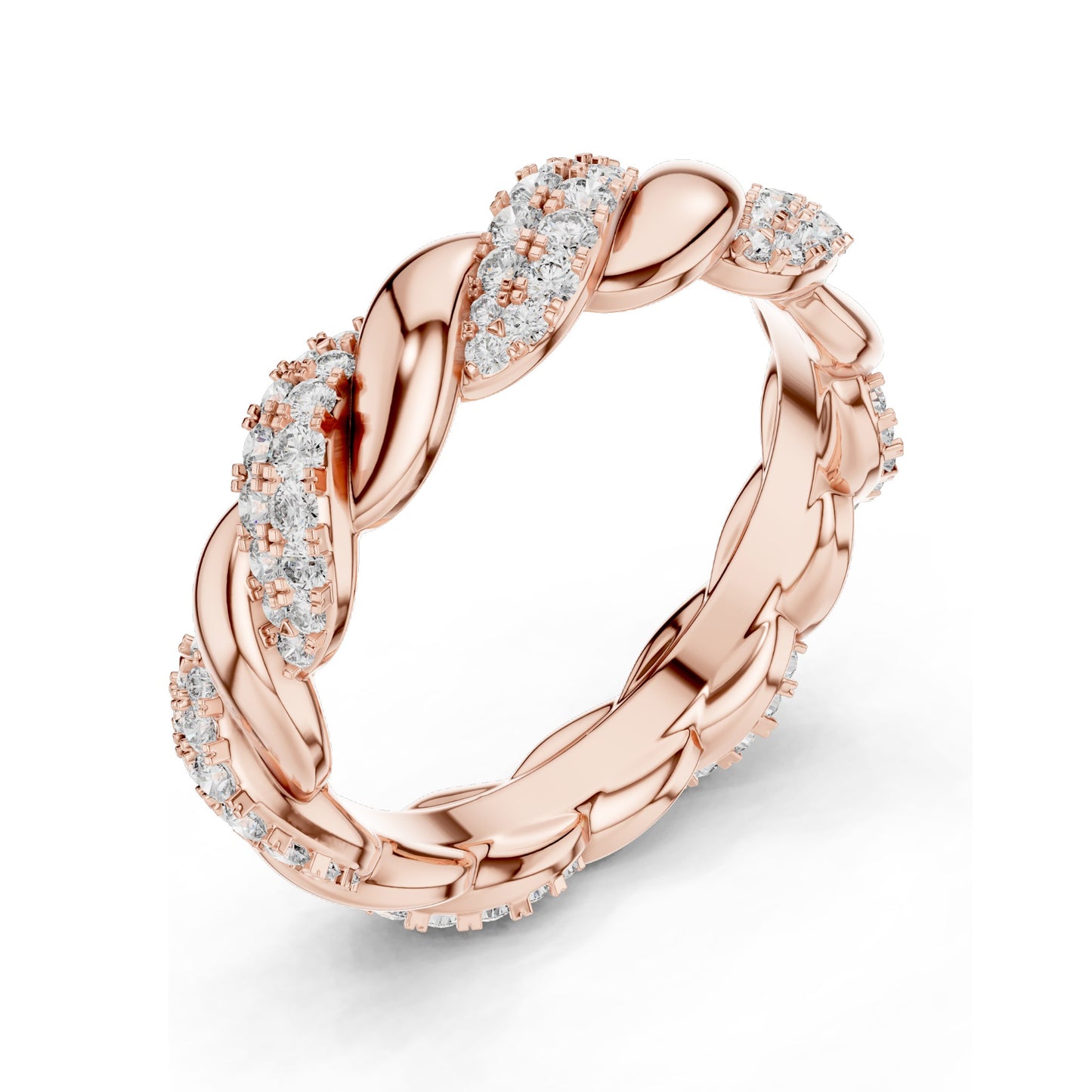0.658 CT Lab Diamond Twisted Band Ring for Women | VVS-VS EF Clarity | 18KT, 14KT, 10KT Gold & 925 Silver | Rose, Yellow, White Gold & Moissanite Options
