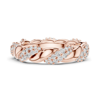 0.658 CT Lab Diamond Twisted Band Ring for Women | VVS-VS EF Clarity | 18KT, 14KT, 10KT Gold & 925 Silver | Rose, Yellow, White Gold & Moissanite Options