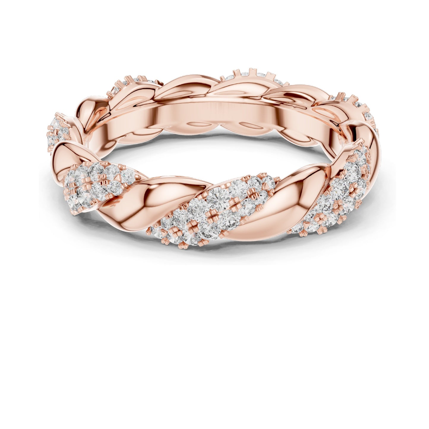 0.658 CT Lab Diamond Twisted Band Ring for Women | VVS-VS EF Clarity | 18KT, 14KT, 10KT Gold & 925 Silver | Rose, Yellow, White Gold & Moissanite Options
