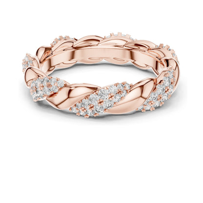 0.658 CT Lab Diamond Twisted Band Ring for Women | VVS-VS EF Clarity | 18KT, 14KT, 10KT Gold & 925 Silver | Rose, Yellow, White Gold & Moissanite Options
