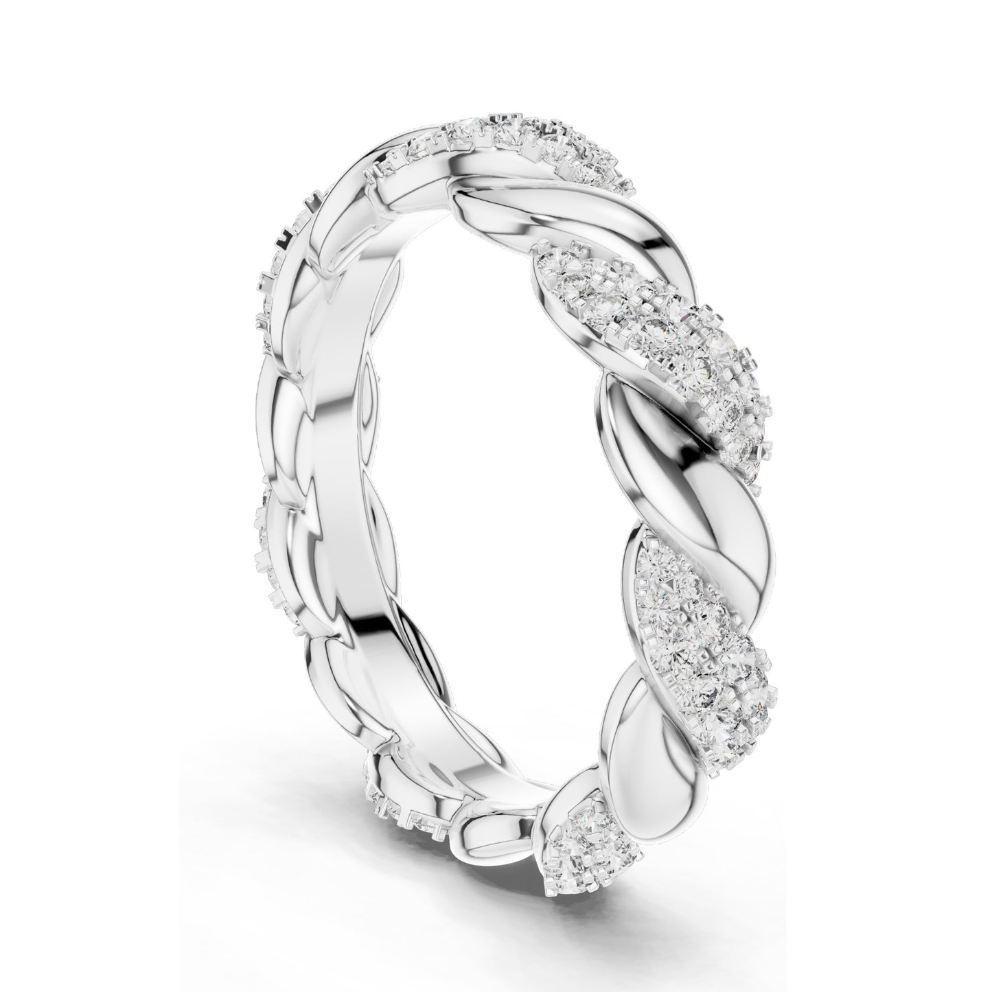 0.658 CT Lab Diamond Twisted Band Ring for Women | VVS-VS EF Clarity | 18KT, 14KT, 10KT Gold & 925 Silver | Rose, Yellow, White Gold & Moissanite Options