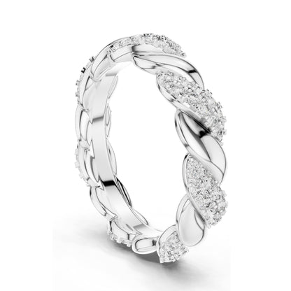 0.658 CT Lab Diamond Twisted Band Ring for Women | VVS-VS EF Clarity | 18KT, 14KT, 10KT Gold & 925 Silver | Rose, Yellow, White Gold & Moissanite Options