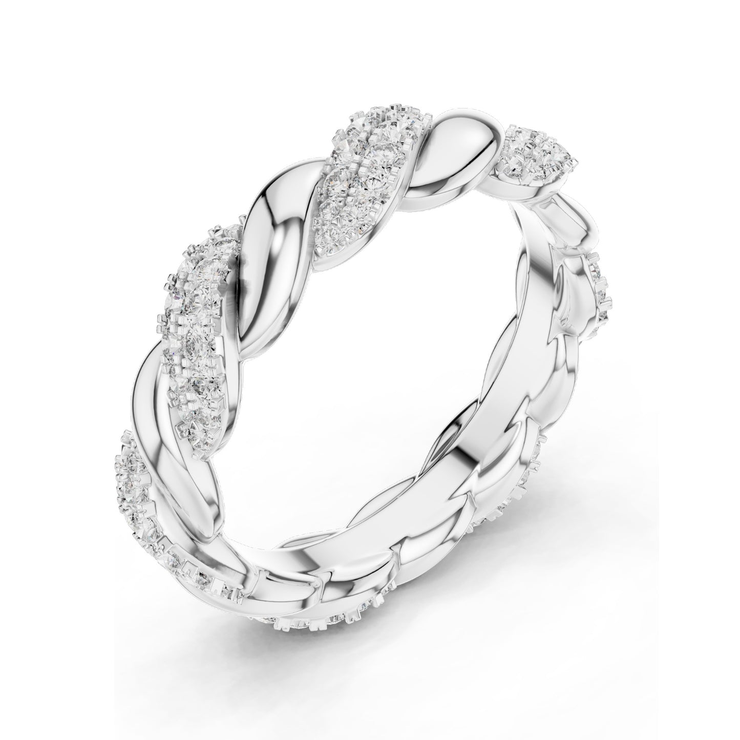 0.658 CT Lab Diamond Twisted Band Ring for Women | VVS-VS EF Clarity | 18KT, 14KT, 10KT Gold & 925 Silver | Rose, Yellow, White Gold & Moissanite Options