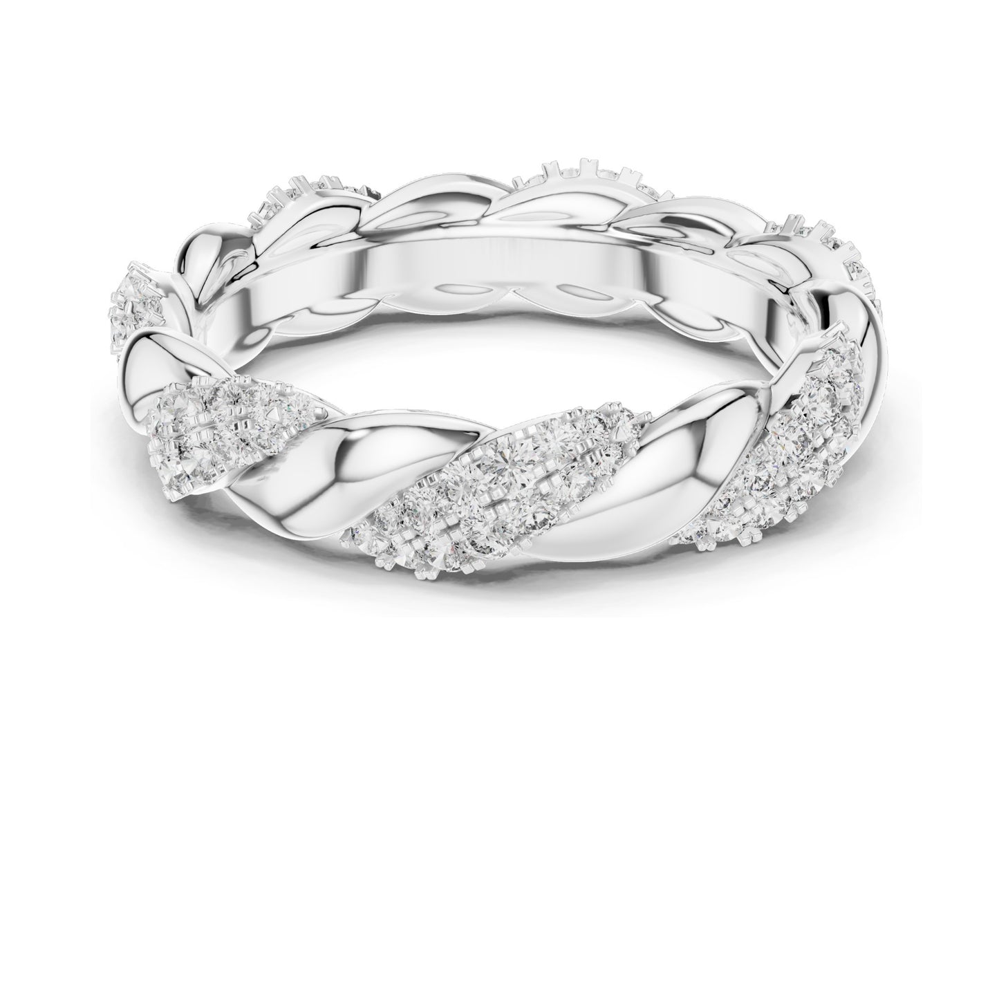 0.658 CT Lab Diamond Twisted Band Ring for Women | VVS-VS EF Clarity | 18KT, 14KT, 10KT Gold & 925 Silver | Rose, Yellow, White Gold & Moissanite Options