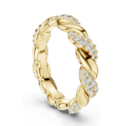 0.658 CT Lab Diamond Twisted Band Ring for Women | VVS-VS EF Clarity | 18KT, 14KT, 10KT Gold & 925 Silver | Rose, Yellow, White Gold & Moissanite Options