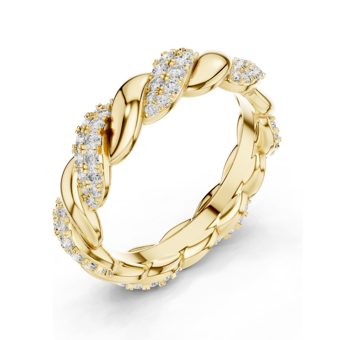 0.658 CT Lab Diamond Twisted Band Ring for Women | VVS-VS EF Clarity | 18KT, 14KT, 10KT Gold & 925 Silver | Rose, Yellow, White Gold & Moissanite Options