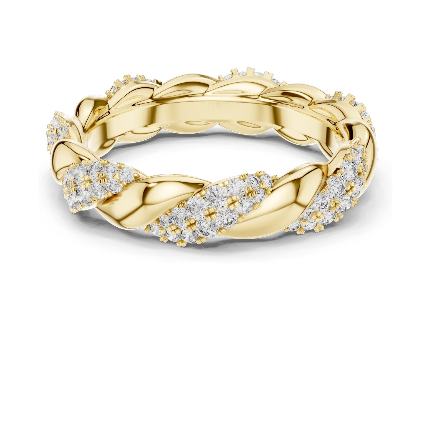 0.658 CT Lab Diamond Twisted Band Ring for Women | VVS-VS EF Clarity | 18KT, 14KT, 10KT Gold & 925 Silver | Rose, Yellow, White Gold & Moissanite Options