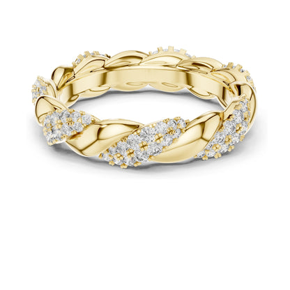 0.658 CT Lab Diamond Twisted Band Ring for Women | VVS-VS EF Clarity | 18KT, 14KT, 10KT Gold & 925 Silver | Rose, Yellow, White Gold & Moissanite Options