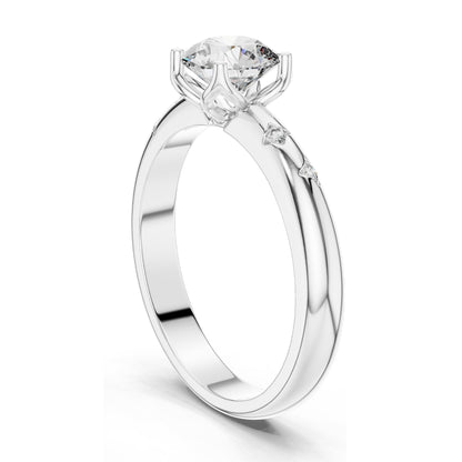 0.89 CT Cushion Cut Lab Diamond Ring for Women | VVS-VS EF CVD | Accent Stones | 18KT, 14KT, 10KT Gold & 925 Silver | Rose, Yellow, White Gold & Moissanite Option