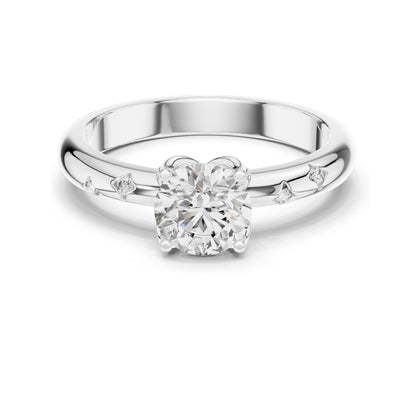 0.89 CT Cushion Cut Lab Diamond Ring for Women | VVS-VS EF CVD | Accent Stones | 18KT, 14KT, 10KT Gold & 925 Silver | Rose, Yellow, White Gold & Moissanite Option