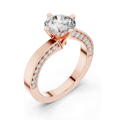 1.93 CT Round Brilliant Lab Diamond Engagement Ring for Women | Split Shank Pavé Design | VVS-VS EF Clarity | 18KT, 14KT, 10KT Gold & 925 Silver | Moissanite & Lab Diamond Options