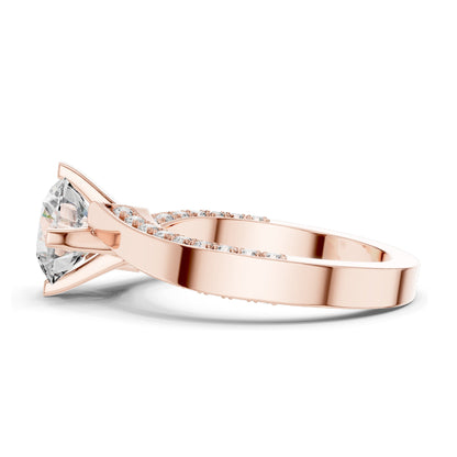 1.93 CT Round Brilliant Lab Diamond Engagement Ring for Women | Split Shank Pavé Design | VVS-VS EF Clarity | 18KT, 14KT, 10KT Gold & 925 Silver | Moissanite & Lab Diamond Options