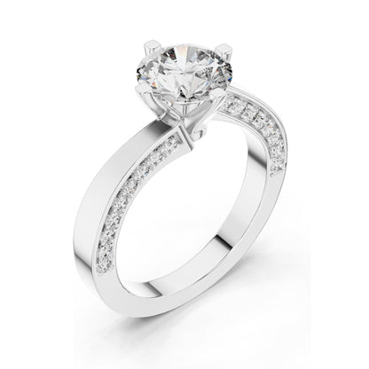 1.93 CT Round Brilliant Lab Diamond Engagement Ring for Women | Split Shank Pavé Design | VVS-VS EF Clarity | 18KT, 14KT, 10KT Gold & 925 Silver | Moissanite & Lab Diamond Options