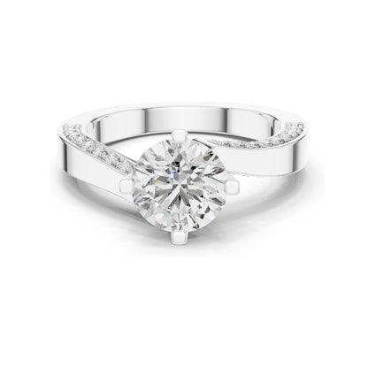 1.93 CT Round Brilliant Lab Diamond Engagement Ring for Women | Split Shank Pavé Design | VVS-VS EF Clarity | 18KT, 14KT, 10KT Gold & 925 Silver | Moissanite & Lab Diamond Options