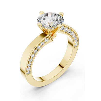 1.93 CT Round Brilliant Lab Diamond Engagement Ring for Women | Split Shank Pavé Design | VVS-VS EF Clarity | 18KT, 14KT, 10KT Gold & 925 Silver | Moissanite & Lab Diamond Options