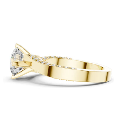 1.93 CT Round Brilliant Lab Diamond Engagement Ring for Women | Split Shank Pavé Design | VVS-VS EF Clarity | 18KT, 14KT, 10KT Gold & 925 Silver | Moissanite & Lab Diamond Options