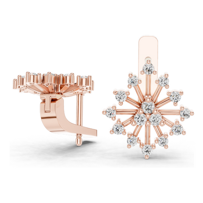 0.546 CT Lab Diamond Snowflake Earrings | Round Brilliant Cut | 18KT, 14KT, 10KT Gold & 925 Silver | Rose, Yellow, White Gold | Luxury Fine Jewelry