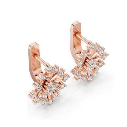 0.546 CT Lab Diamond Snowflake Earrings | Round Brilliant Cut | 18KT, 14KT, 10KT Gold & 925 Silver | Rose, Yellow, White Gold | Luxury Fine Jewelry