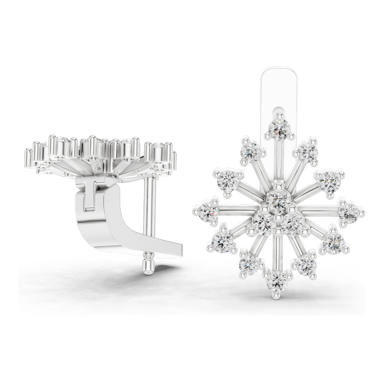 0.546 CT Lab Diamond Snowflake Earrings | Round Brilliant Cut | 18KT, 14KT, 10KT Gold & 925 Silver | Rose, Yellow, White Gold | Luxury Fine Jewelry