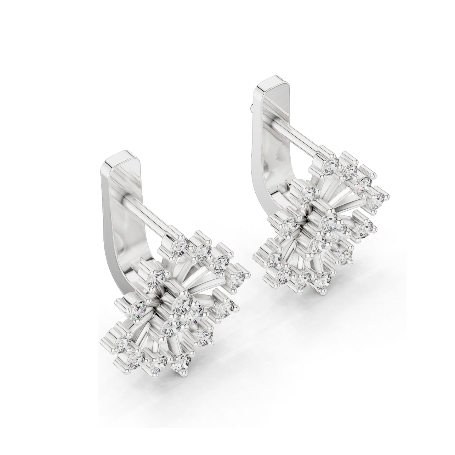 0.546 CT Lab Diamond Snowflake Earrings | Round Brilliant Cut | 18KT, 14KT, 10KT Gold & 925 Silver | Rose, Yellow, White Gold | Luxury Fine Jewelry