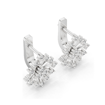 0.546 CT Lab Diamond Snowflake Earrings | Round Brilliant Cut | 18KT, 14KT, 10KT Gold & 925 Silver | Rose, Yellow, White Gold | Luxury Fine Jewelry