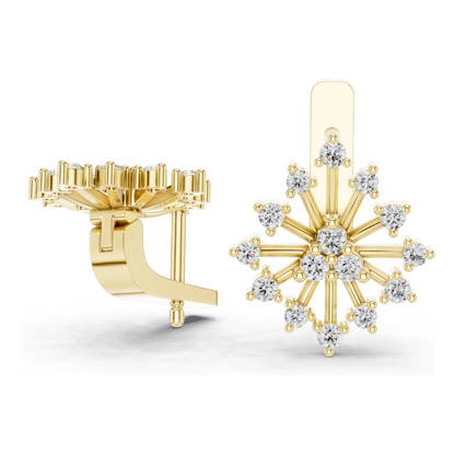 0.546 CT Lab Diamond Snowflake Earrings | Round Brilliant Cut | 18KT, 14KT, 10KT Gold & 925 Silver | Rose, Yellow, White Gold | Luxury Fine Jewelry