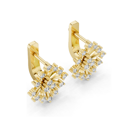 0.546 CT Lab Diamond Snowflake Earrings | Round Brilliant Cut | 18KT, 14KT, 10KT Gold & 925 Silver | Rose, Yellow, White Gold | Luxury Fine Jewelry