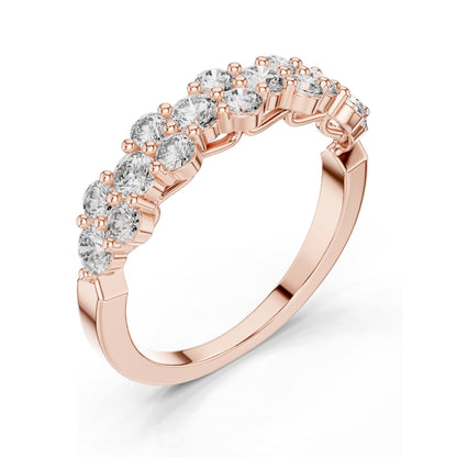 0.93 CT Round Brilliant Lab Diamond Eternity Band Ring for Women | VVS-VS EF Clarity | 18KT, 14KT, 10KT Gold & 925 Silver | Rose, Yellow, White Gold & Moissanite Options