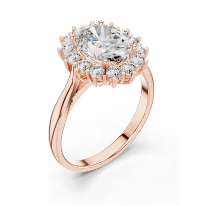 2.56 CT Pear-Shaped Lab Diamond Halo Ring for Women | VVS-VS EF Clarity | 18KT, 14KT, 10KT Gold & 925 Silver | Rose, Yellow, White Gold & Moissanite Options