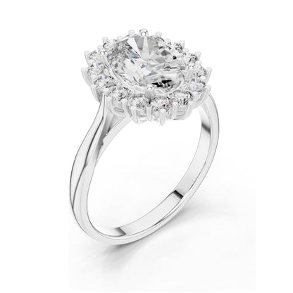 2.56 CT Pear-Shaped Lab Diamond Halo Ring for Women | VVS-VS EF Clarity | 18KT, 14KT, 10KT Gold & 925 Silver | Rose, Yellow, White Gold & Moissanite Options