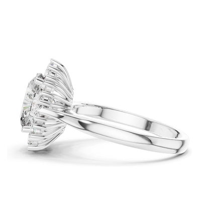 2.56 CT Pear-Shaped Lab Diamond Halo Ring for Women | VVS-VS EF Clarity | 18KT, 14KT, 10KT Gold & 925 Silver | Rose, Yellow, White Gold & Moissanite Options