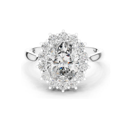 2.56 CT Pear-Shaped Lab Diamond Halo Ring for Women | VVS-VS EF Clarity | 18KT, 14KT, 10KT Gold & 925 Silver | Rose, Yellow, White Gold & Moissanite Options