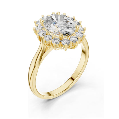 2.56 CT Pear-Shaped Lab Diamond Halo Ring for Women | VVS-VS EF Clarity | 18KT, 14KT, 10KT Gold & 925 Silver | Rose, Yellow, White Gold & Moissanite Options