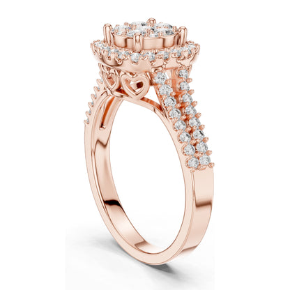 0.816 CT Lab Diamond Cluster Ring for Women | VVS-VS EF CVD Diamonds | Double Halo Split Shank Design | 18KT, 14KT, 10KT Gold & 925 Silver | Rose, Yellow, White Gold & Moissanite Options