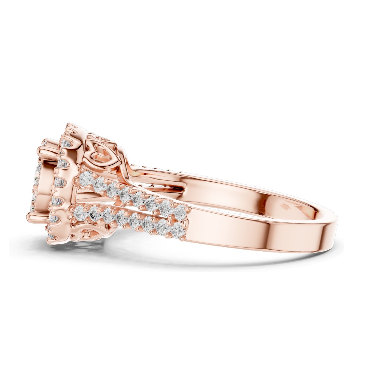 0.816 CT Lab Diamond Cluster Ring for Women | VVS-VS EF CVD Diamonds | Double Halo Split Shank Design | 18KT, 14KT, 10KT Gold & 925 Silver | Rose, Yellow, White Gold & Moissanite Options