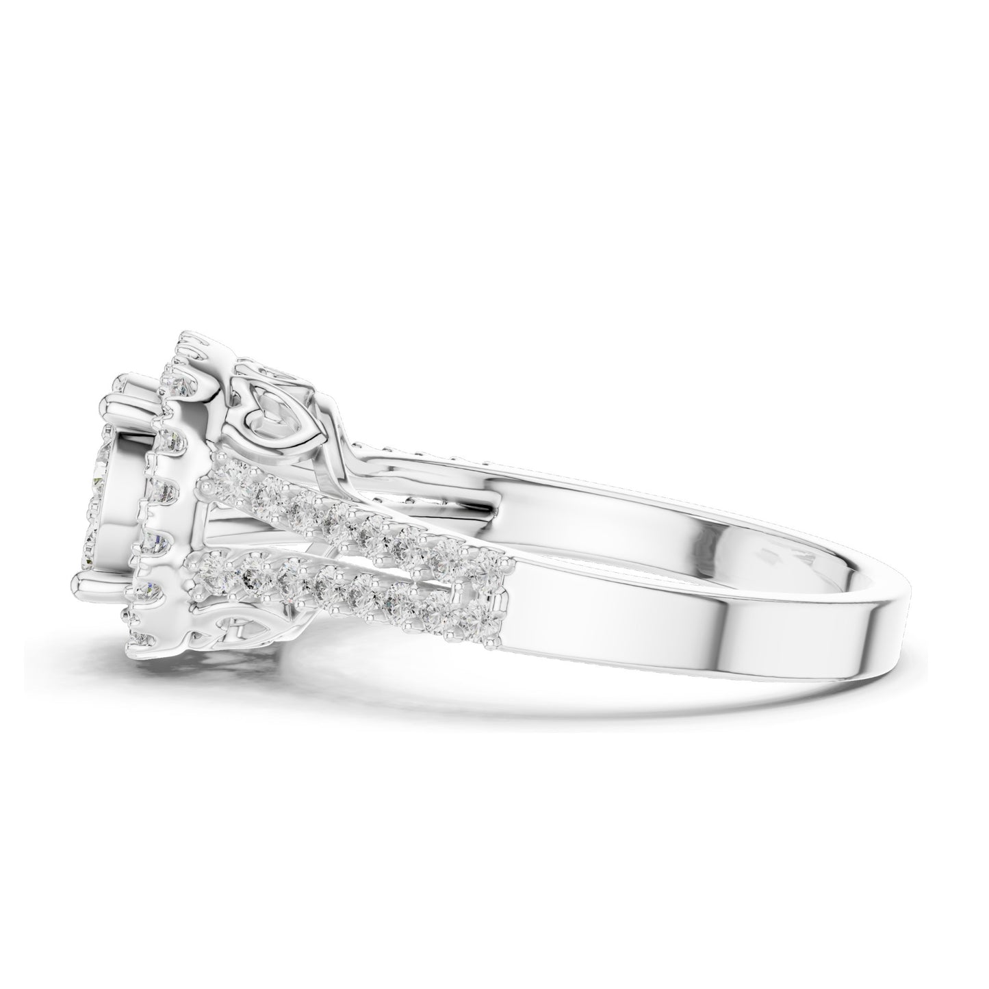 0.816 CT Lab Diamond Cluster Ring for Women | VVS-VS EF CVD Diamonds | Double Halo Split Shank Design | 18KT, 14KT, 10KT Gold & 925 Silver | Rose, Yellow, White Gold & Moissanite Options