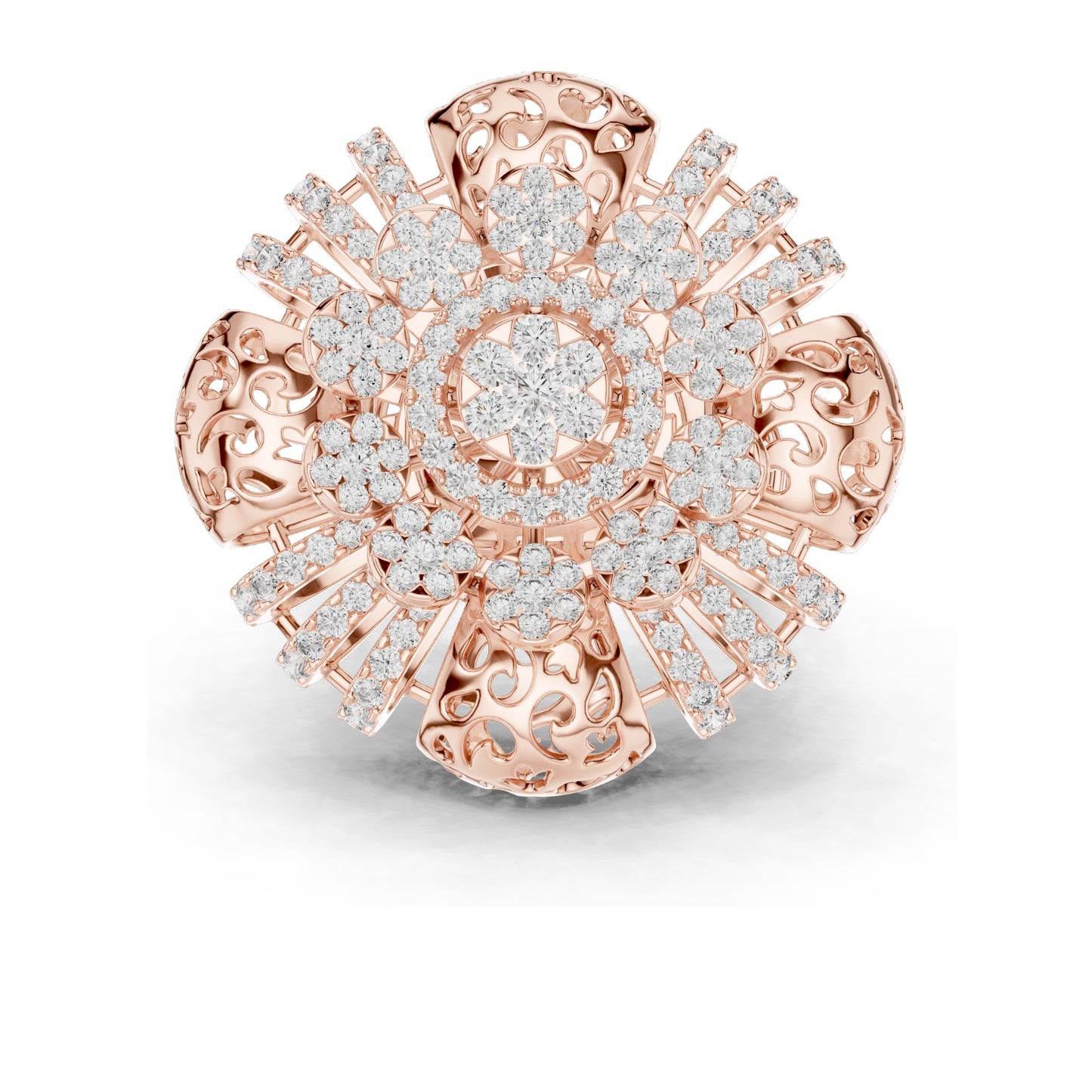 1.98 CT Lab-Grown Diamond Floral Cluster Ring for Women | VVS-VS EF Clarity | 18KT, 14KT, 10KT Gold & 925 Silver | Rose, Yellow, White Gold & Moissanite Options