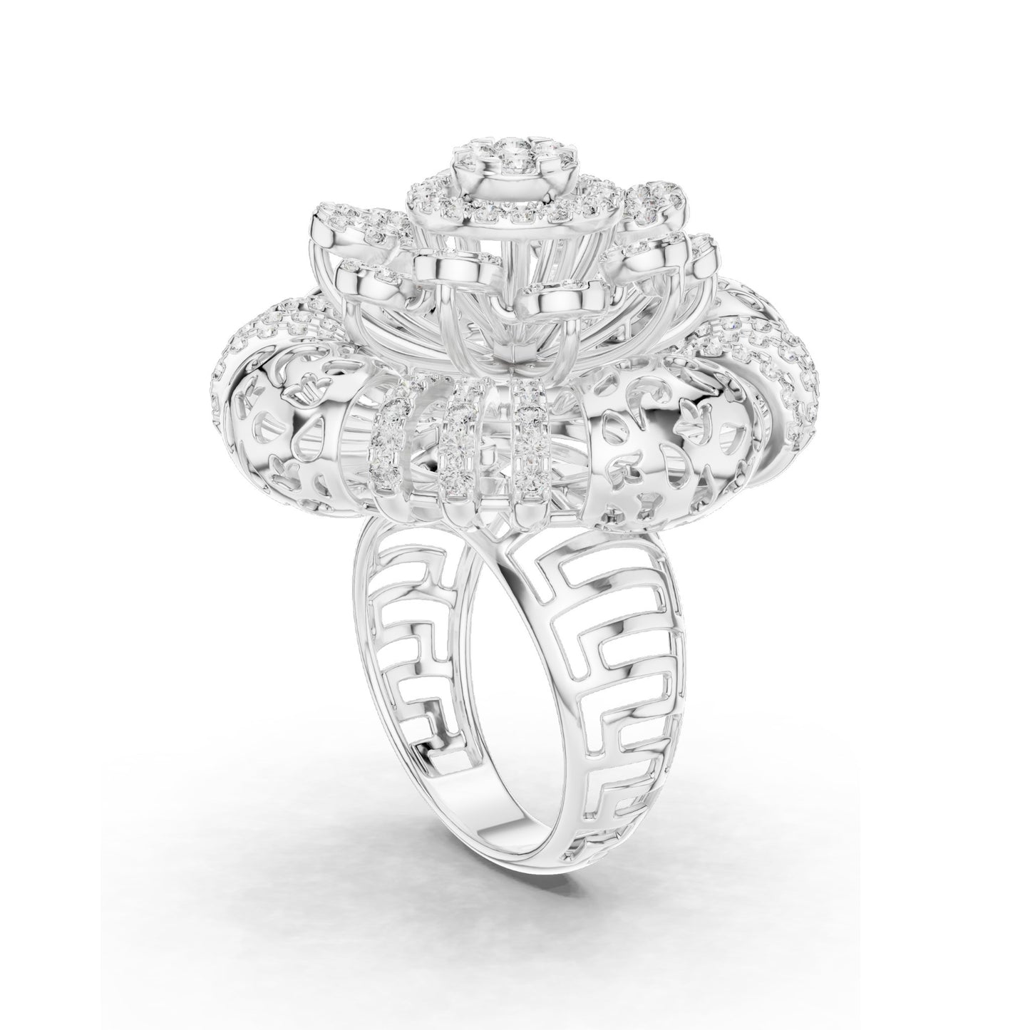 1.98 CT Lab-Grown Diamond Floral Cluster Ring for Women | VVS-VS EF Clarity | 18KT, 14KT, 10KT Gold & 925 Silver | Rose, Yellow, White Gold & Moissanite Options