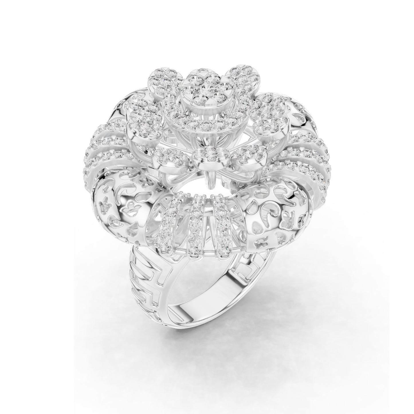 1.98 CT Lab-Grown Diamond Floral Cluster Ring for Women | VVS-VS EF Clarity | 18KT, 14KT, 10KT Gold & 925 Silver | Rose, Yellow, White Gold & Moissanite Options
