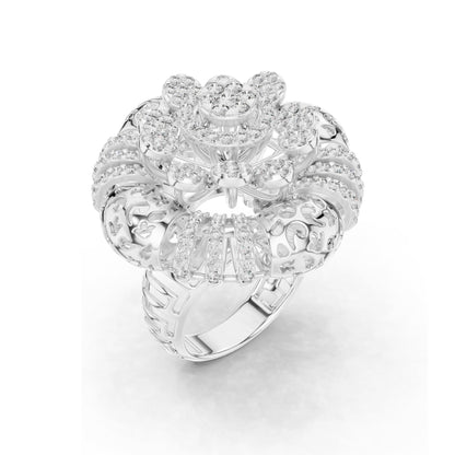 1.98 CT Lab-Grown Diamond Floral Cluster Ring for Women | VVS-VS EF Clarity | 18KT, 14KT, 10KT Gold & 925 Silver | Rose, Yellow, White Gold & Moissanite Options