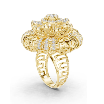 1.98 CT Lab-Grown Diamond Floral Cluster Ring for Women | VVS-VS EF Clarity | 18KT, 14KT, 10KT Gold & 925 Silver | Rose, Yellow, White Gold & Moissanite Options