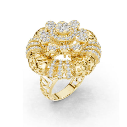 1.98 CT Lab-Grown Diamond Floral Cluster Ring for Women | VVS-VS EF Clarity | 18KT, 14KT, 10KT Gold & 925 Silver | Rose, Yellow, White Gold & Moissanite Options