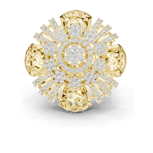 1.98 CT Lab-Grown Diamond Floral Cluster Ring for Women | VVS-VS EF Clarity | 18KT, 14KT, 10KT Gold & 925 Silver | Rose, Yellow, White Gold & Moissanite Options
