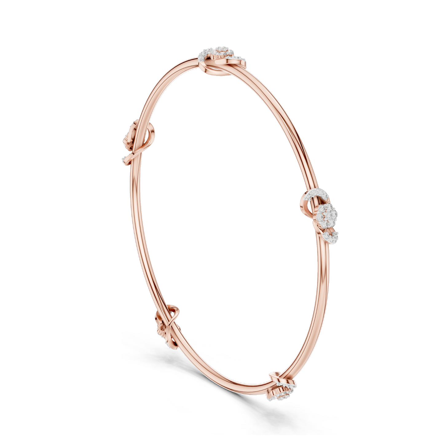 Knot Bangle Bracelet with 0.51 CT Lab-Grown Diamonds | Round Brilliant Cut | 18KT, 14KT, 10KT Gold & 925 Silver | Rose, Yellow, White Gold Options | Luxury Fine Jewelry