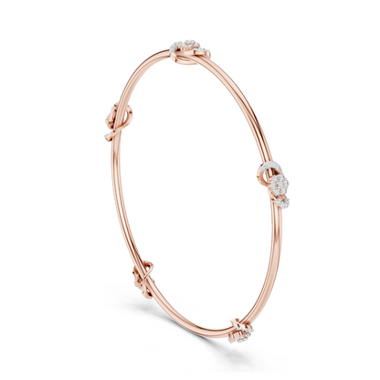 Knot Bangle Bracelet with 0.51 CT Lab-Grown Diamonds | Round Brilliant Cut | 18KT, 14KT, 10KT Gold & 925 Silver | Rose, Yellow, White Gold Options | Luxury Fine Jewelry