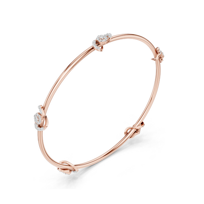 Knot Bangle Bracelet with 0.51 CT Lab-Grown Diamonds | Round Brilliant Cut | 18KT, 14KT, 10KT Gold & 925 Silver | Rose, Yellow, White Gold Options | Luxury Fine Jewelry