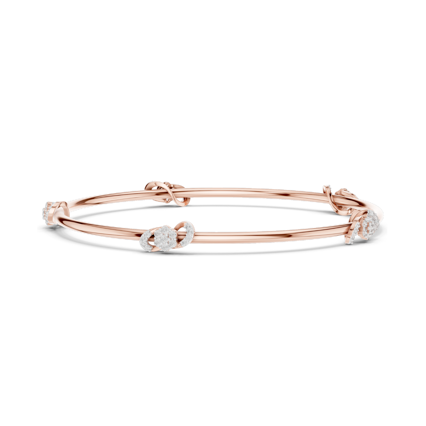 Knot Bangle Bracelet with 0.51 CT Lab-Grown Diamonds | Round Brilliant Cut | 18KT, 14KT, 10KT Gold & 925 Silver | Rose, Yellow, White Gold Options | Luxury Fine Jewelry