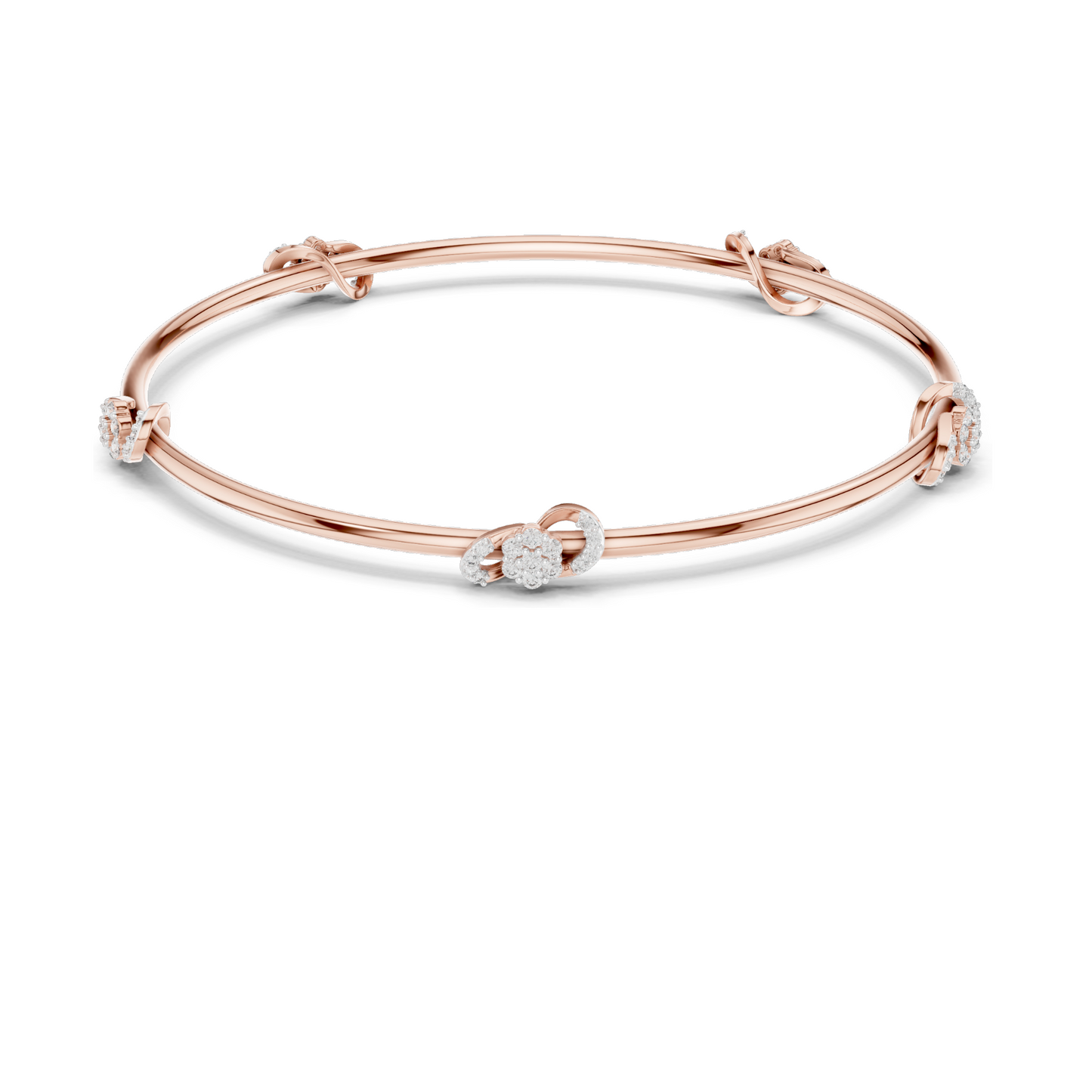 Knot Bangle Bracelet with 0.51 CT Lab-Grown Diamonds | Round Brilliant Cut | 18KT, 14KT, 10KT Gold & 925 Silver | Rose, Yellow, White Gold Options | Luxury Fine Jewelry