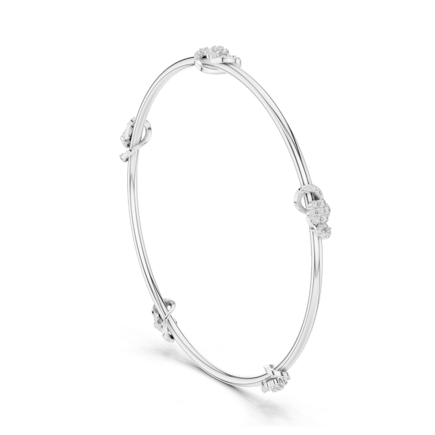 Knot Bangle Bracelet with 0.51 CT Lab-Grown Diamonds | Round Brilliant Cut | 18KT, 14KT, 10KT Gold & 925 Silver | Rose, Yellow, White Gold Options | Luxury Fine Jewelry